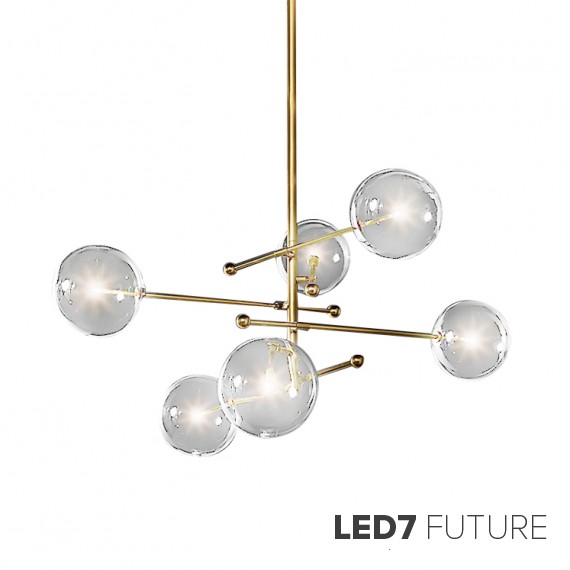 Loft Industry Modern - Glass Globe Mobile 6 Arm